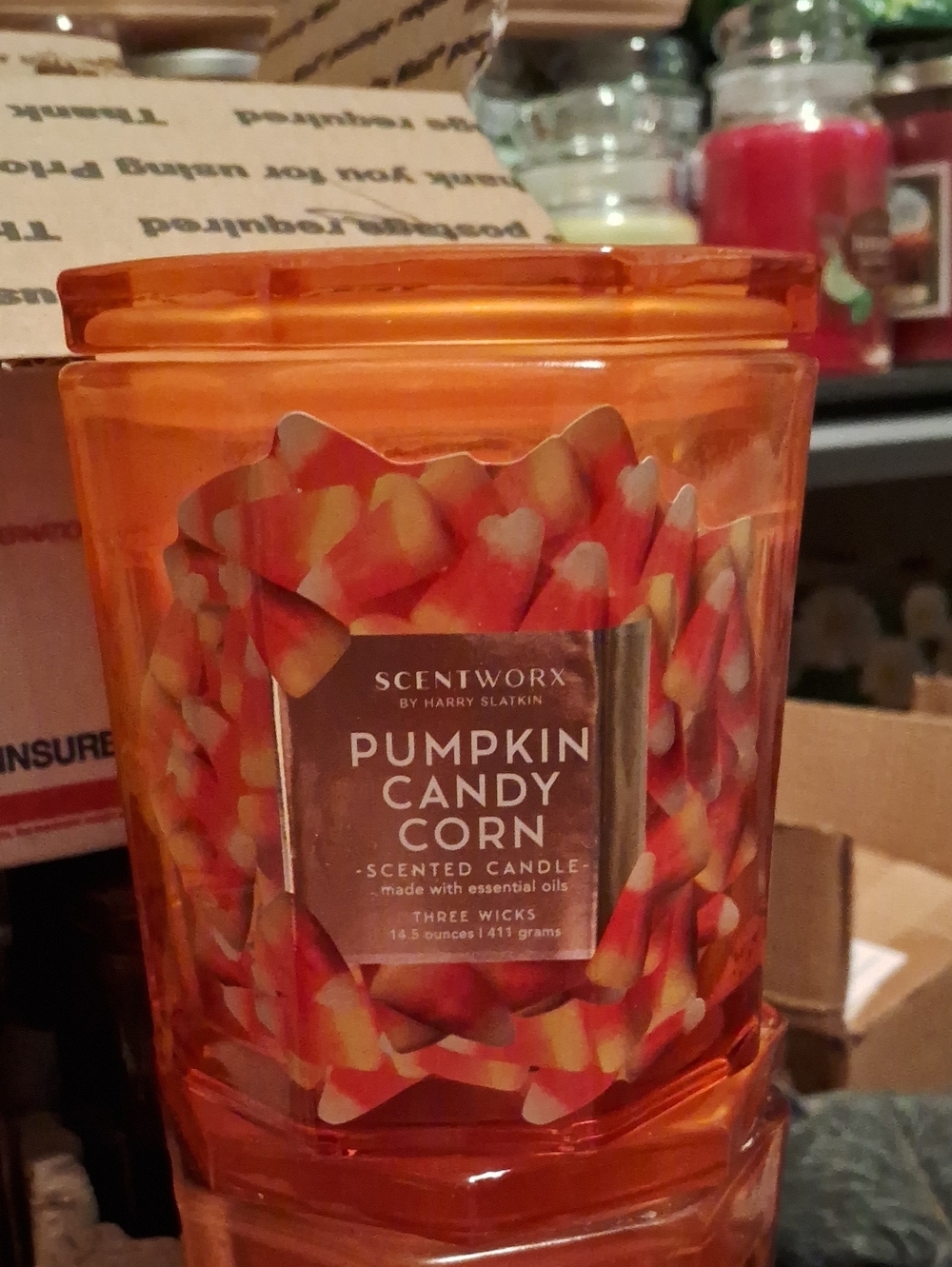 Scentworx Pumpkin Candy Corn Scented Candle — Orange